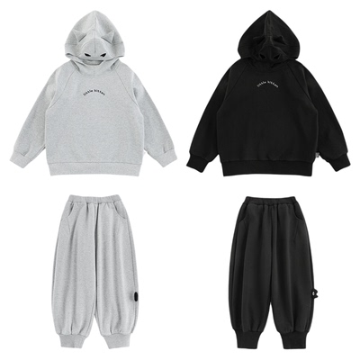 幼悠男童2025秋季新款小怪兽连帽卫衣厚实保暖束脚裤儿童运动套装