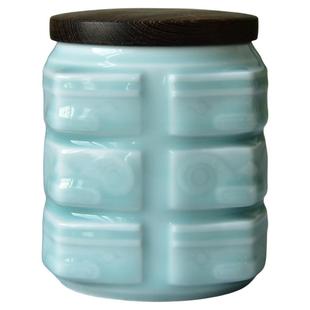 涵青堂 天下龙泉琮式茶叶罐良渚文化家用醒茶罐青瓷中式陶瓷罐子