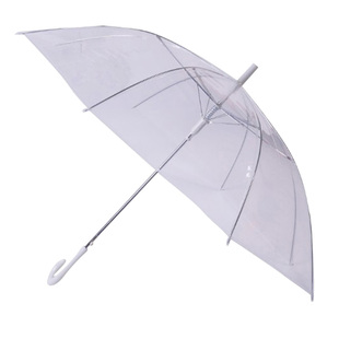 加粗加厚大号透明白网红女长直柄透明雨伞道具绘画伞定制LOGO广告