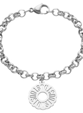 热卖钛钢竹节链BL链条熊家欧美圆牌字母男女式百搭项链套装