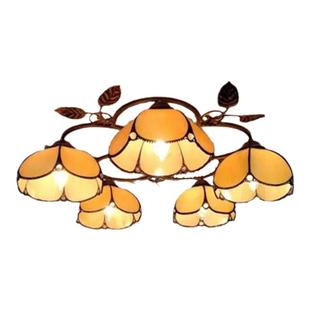 欧式铁艺复古客厅吸顶灯花儿田园风格5头吸顶灯餐厅卧室灯具