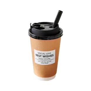 ins咖啡杯一次性带盖加厚牛皮纸杯豆浆奶茶家用商热饮打包杯外带