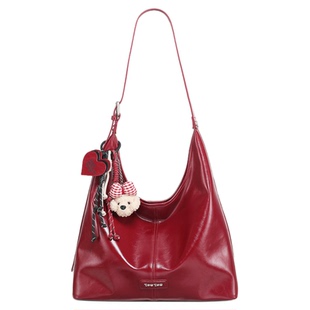 TOUTOU透透肉松狗托特包大容量通勤斜挎软皮红色大包新年结婚礼物