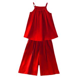 服装裁剪纸样女童吊带衫背心上衣儿童宽松阔腿裤裙裤样板衣服图纸