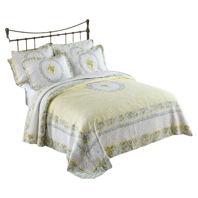 双面全棉绗缝床盖三件套空调被