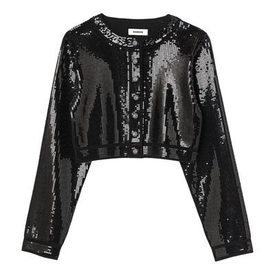 个性亮片光泽感黑色长袖SANDRO