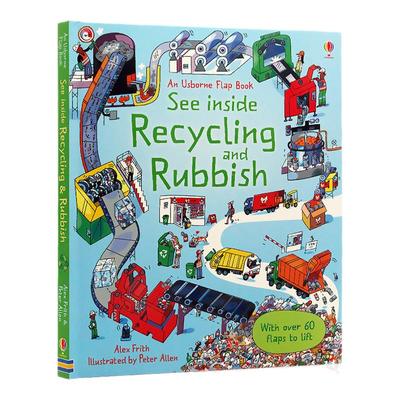Usborne出品 See Inside Rubbish and Recycling看里面翻翻书 垃圾和回收篇 英文原版绘本 早教书科普科学知识