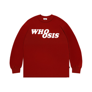 WHOOSIS（不知其名）幻影logo长袖T恤新年红色春季打底宽松男女潮