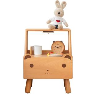 加兰全实木儿童床头柜卧室卡通造型床边柜男孩女孩带夜灯置物架