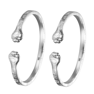 吴越老银铺足银9999手镯萌掌吉言银手镯女款可爱猫爪纯银镯子礼物