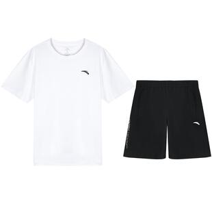 安踏速干运动套装男士健身衣短袖短裤夏季冰丝训练跑步宽松运动服