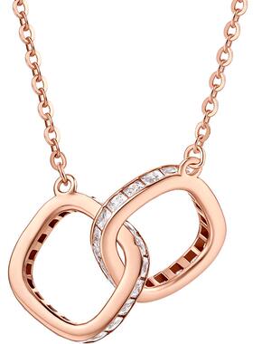 周六福S925银双环银项链女链坠生日送女友节日礼物