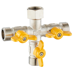 黄铜四通五通水龙头角阀分流器洗衣机进一分三分水阀4分水管接头