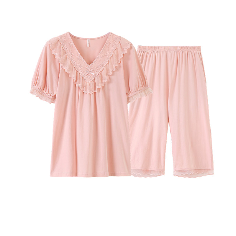 金黛儿睡衣女短袖纯棉家居服