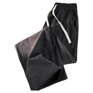 加绒加厚灯芯绒休闲长裤男2026秋季美式潮牌运动直筒裤宽松阔腿裤