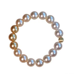 白蝶皇后日照金山金白渐变珍珠手链珍珠项链进口珍珠小众百搭配饰