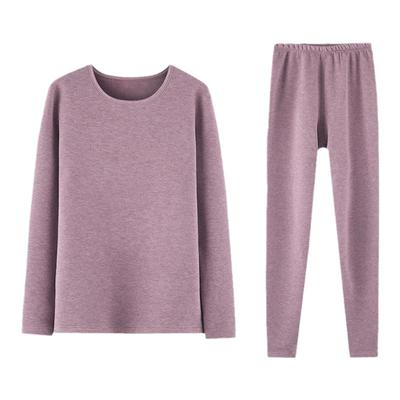 红豆加绒加厚暖霸舒适发热内衣男女冬中老年色纺秋衣秋裤保暖套装