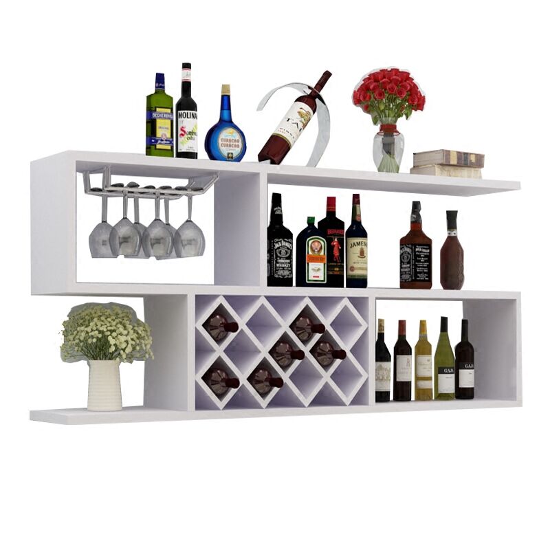 墙上酒架壁挂酒杯架悬挂吊柜餐厅墙壁墙上现代实木格子储物架酒柜