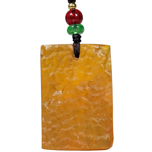 天然原皮老蜜蜡吊坠项链无事牌男款鸡油黄水滴琥珀锁骨链女士配饰