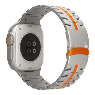 适用苹果手表表带applewatch ultras3表带钢铁侠钛橙男款s9表带iwatch11金属钛合金7/6高级se运动S8女纯钛S10