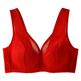 安优棉红色本命年内衣套装小胸聚拢妈妈无钢圈文胸罩结婚马年礼盒