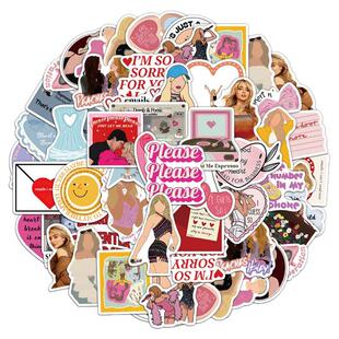 50张欧美个性歌手Sabrina Carpenter广告牌贴纸DIY吉他滑板车吉他相框玻璃门笔记本电脑冰箱防水贴画