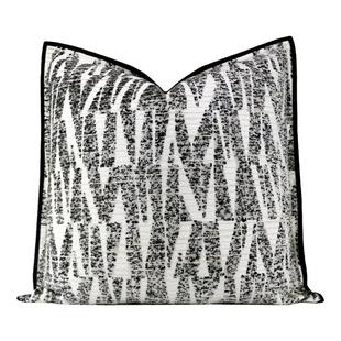 Buzai 进口割绒面料抱枕灰白色几何肌理靠枕套现代样板房靠包棉麻