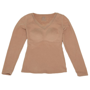 香月明美秋冬保暖内衣女带胸垫蚕丝乳胶杯磨毛修身长袖打底65819