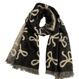 韩系氛围感蝴蝶结双面针织围巾披肩两用女秋冬保暖防寒高级感围脖