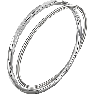 老银匠s999足银莫比乌斯环手镯女款双圈纯银镯子情人节送女友礼物