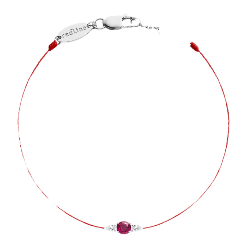 Redline/红绳女士饰品 So Abby 红宝石白金镶钻0.12 克拉线手链