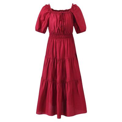 歌莉娅红色连衣裙女夏天丝蛋糕裙