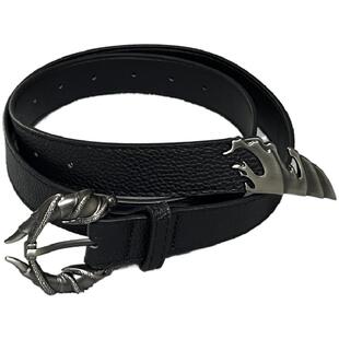 异型双蛇缠绕牛角龙爪扣设计感小众腰带西裤配饰男女皮带烛龙裤带