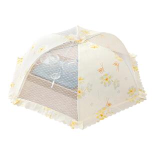 饭桌上盖菜罩子神器夏天欧式餐桌台防苍蝇遮菜可折叠大号圆形菜盖