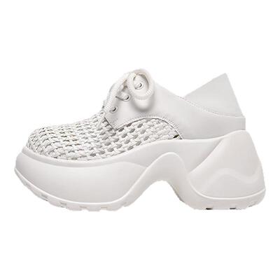 Lee Cooper厚底洞洞鞋女2026夏季新款网面透气老爹鞋白色运动鞋