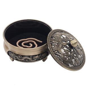 三足仿古龙凤呈祥香炉香道中式宣德炉摆件檀香家用室内文创香薰炉