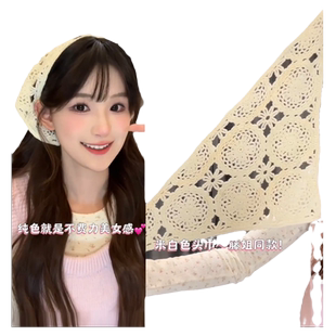 出游头巾田园风三角巾女发带头饰发箍发巾丝巾绑发海边多巴胺方巾