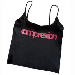 2026早春新款辣妹风字母印花吊带背心女修身带胸垫内搭外穿上衣