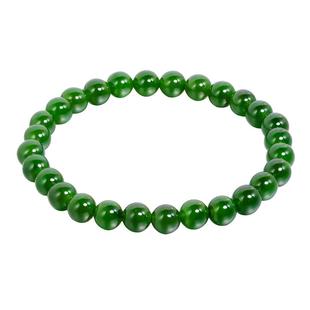 若华珠宝予恩=菠菜绿和田玉碧玉手链女玉石弹力手串手饰礼物定制
