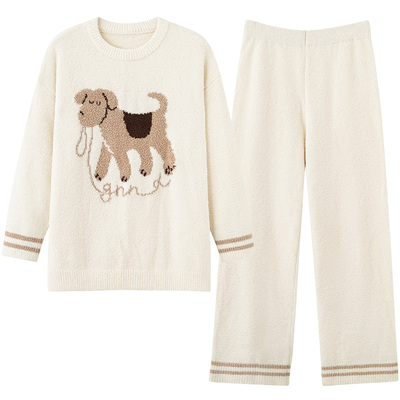 防静电半边绒可爱情侣睡衣秋冬款