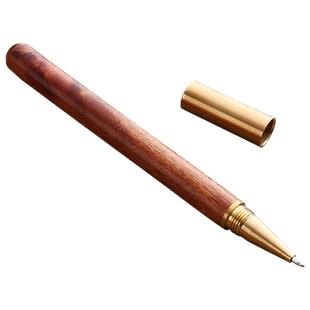 六品堂金色笔抄经专用复古原木金铜中性笔描金抄写经书经文签字笔檀香替换笔芯临摹硬笔练字