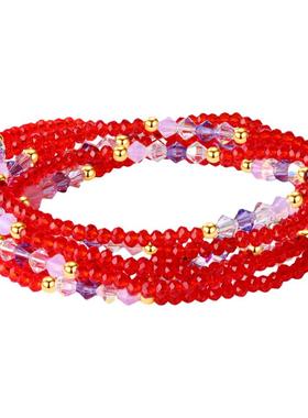 7层超长大红水晶手串手链