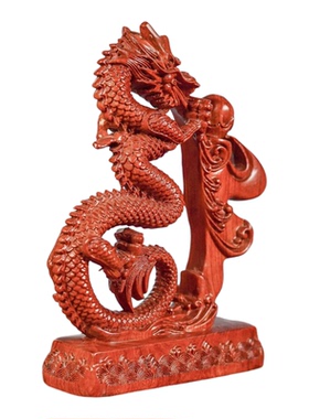花梨木福龙摆件实动物生肖