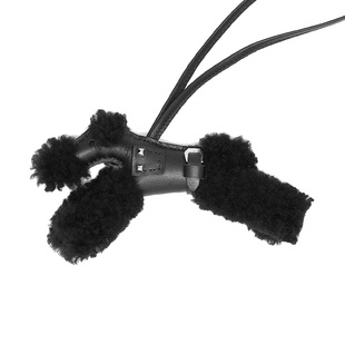 手工真皮羊羔毛小狗挂件欧美轻奢风朋克小狗挂饰车内吊饰包包挂件