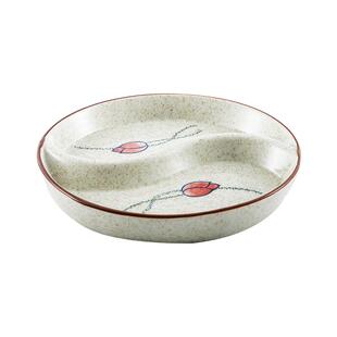 中式菜盘陶瓷深盘两格分格菜碟复古风餐具大号釉下彩拼盘凉菜摆盘