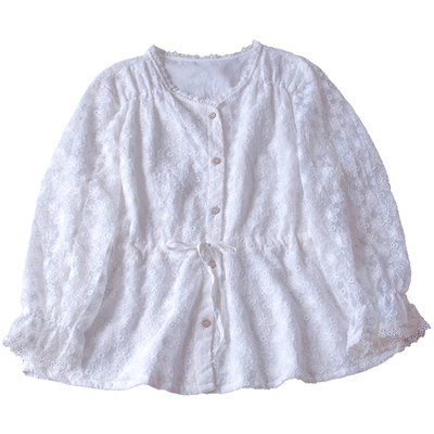 韩国文艺秋装新款女宽松蕾丝衫