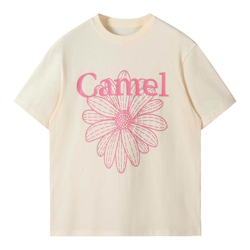 骆驼冰皮T神小雏菊T恤短袖2026夏季新款棉感宽松休闲韩系圆领上衣