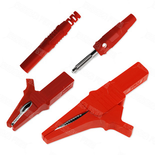 4mm插孔铜测试夹 大小号鳄鱼夹全封闭安全型护套20-32A耐压电夹子