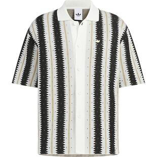 Adidas/阿迪达斯官方正品三叶草男士钩针编织条纹透气衬衫KE5833
