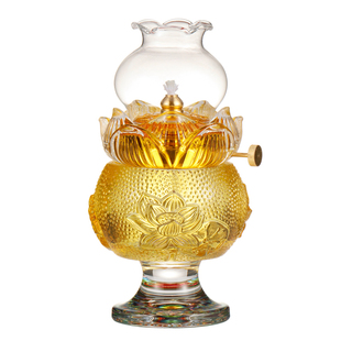 油灯供佛家用酥油长明灯防风玻璃佛前供灯液体油灯莲花酥油灯灯座